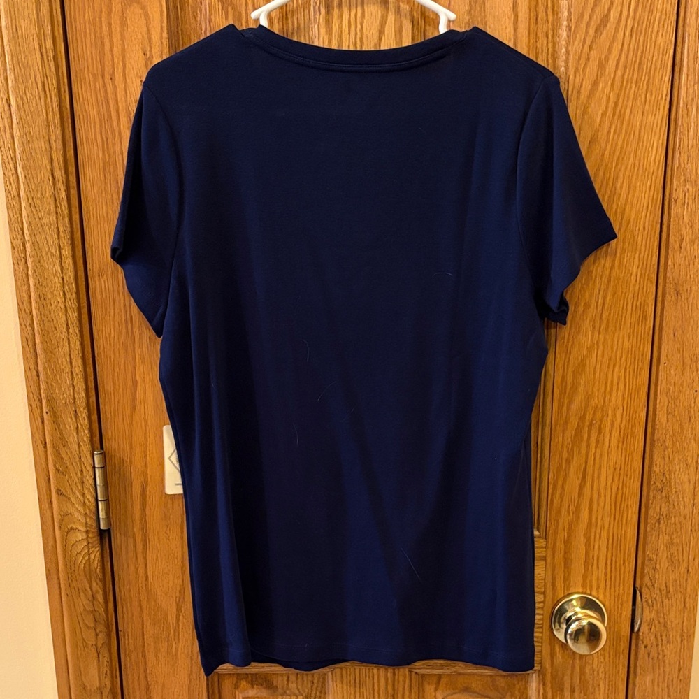 St. John's Bay Navy V-Neck Short Sleeve Tee - Picture 8 of 8